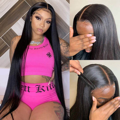 4x4 Lace Closure Wig Human Hair Straight Wig Pre Plucked