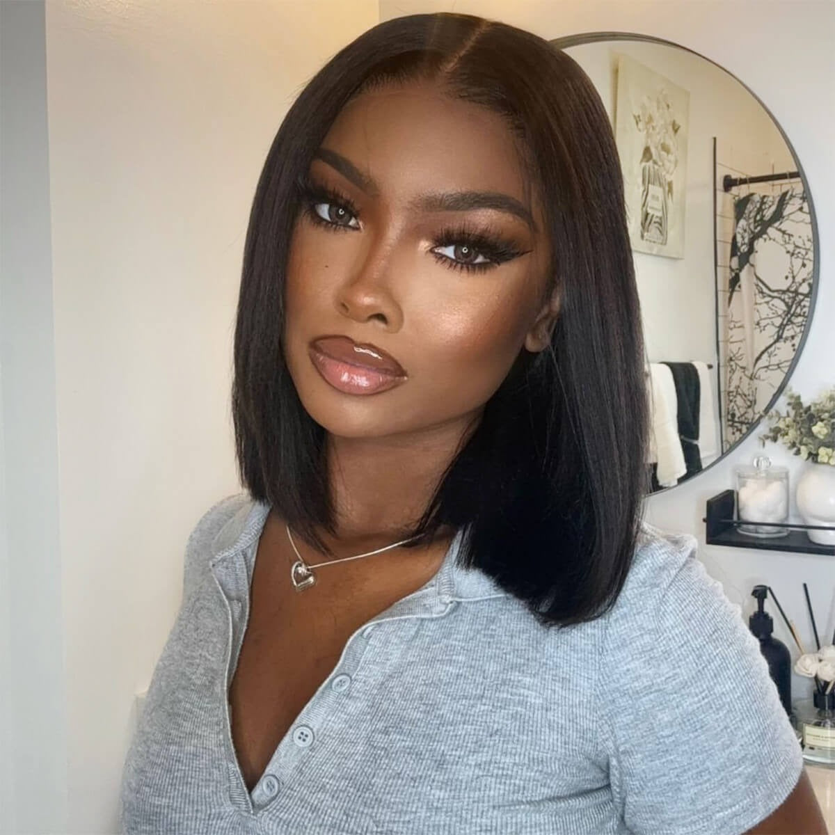 4x6 3s Wear Straight Bob Invisible Knots Natural Black Beginner Friendly