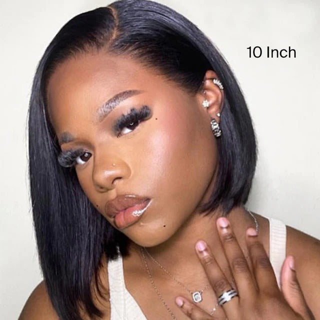 13x4  Straight Bob Invisible Knots Natural Black Beginner Friendly