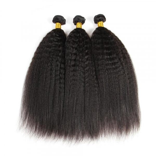 Kinky Straight Hair Bundle Unprocessed Virgin Human Hair Weaves Natural Extensions