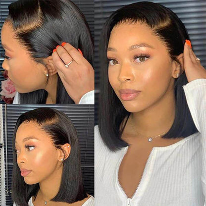 4x6 3s Wear Straight Bob Invisible Knots Natural Black Beginner Friendly