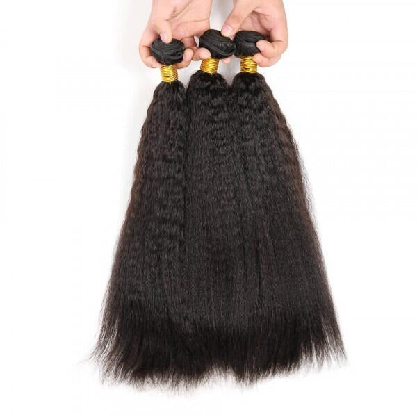 Kinky Straight Hair Bundle Unprocessed Virgin Human Hair Weaves Natural Extensions