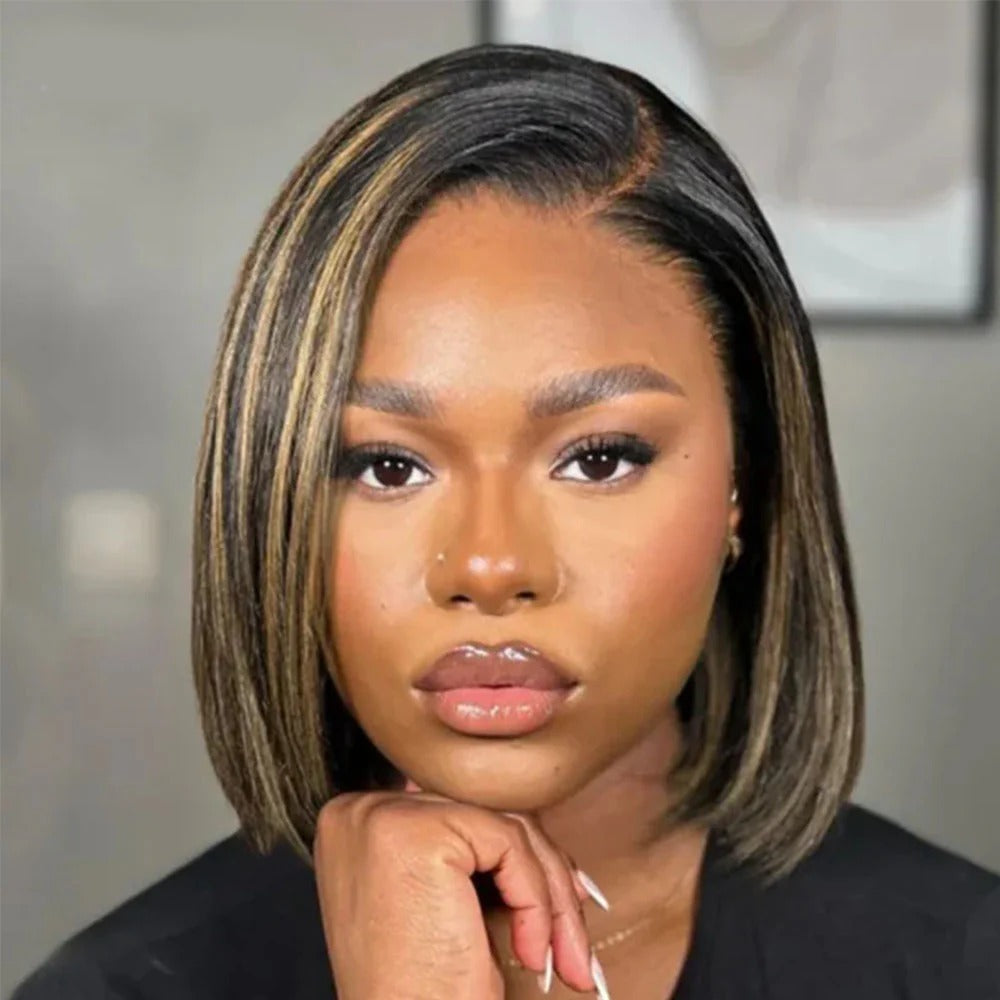 13x4 Highlight P1B/30 Straight Bob Invisible Knots Natural Black Beginner Friendly