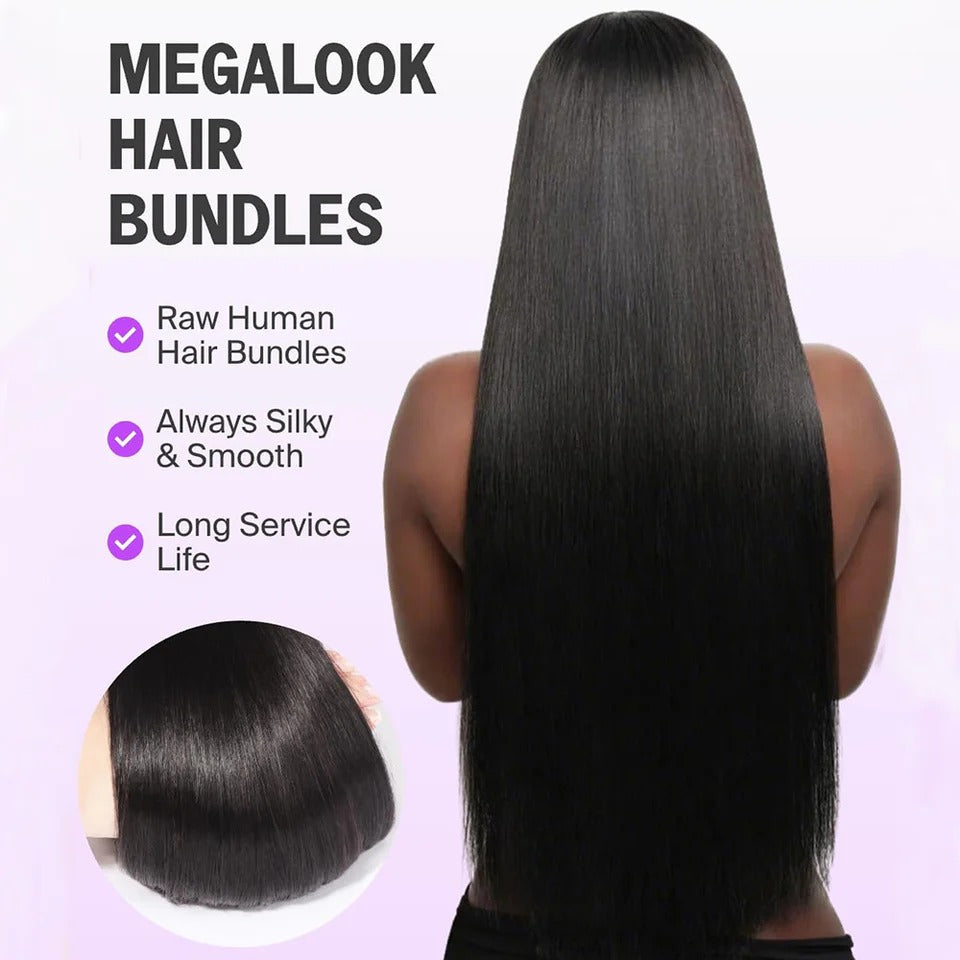 Straight Human  Hair Bundle Unprocessed Virgin Human Hair Weaves Natural Extensions