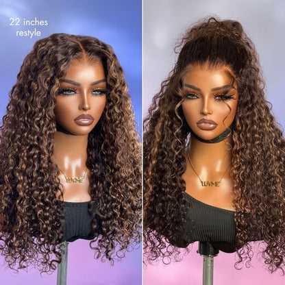 13x6 #p4/27 Water Wave Highlight Lace Front Wigs Human Hair