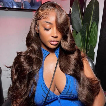 13x6 Chocolate Brown Glueless Wigs Body Wave