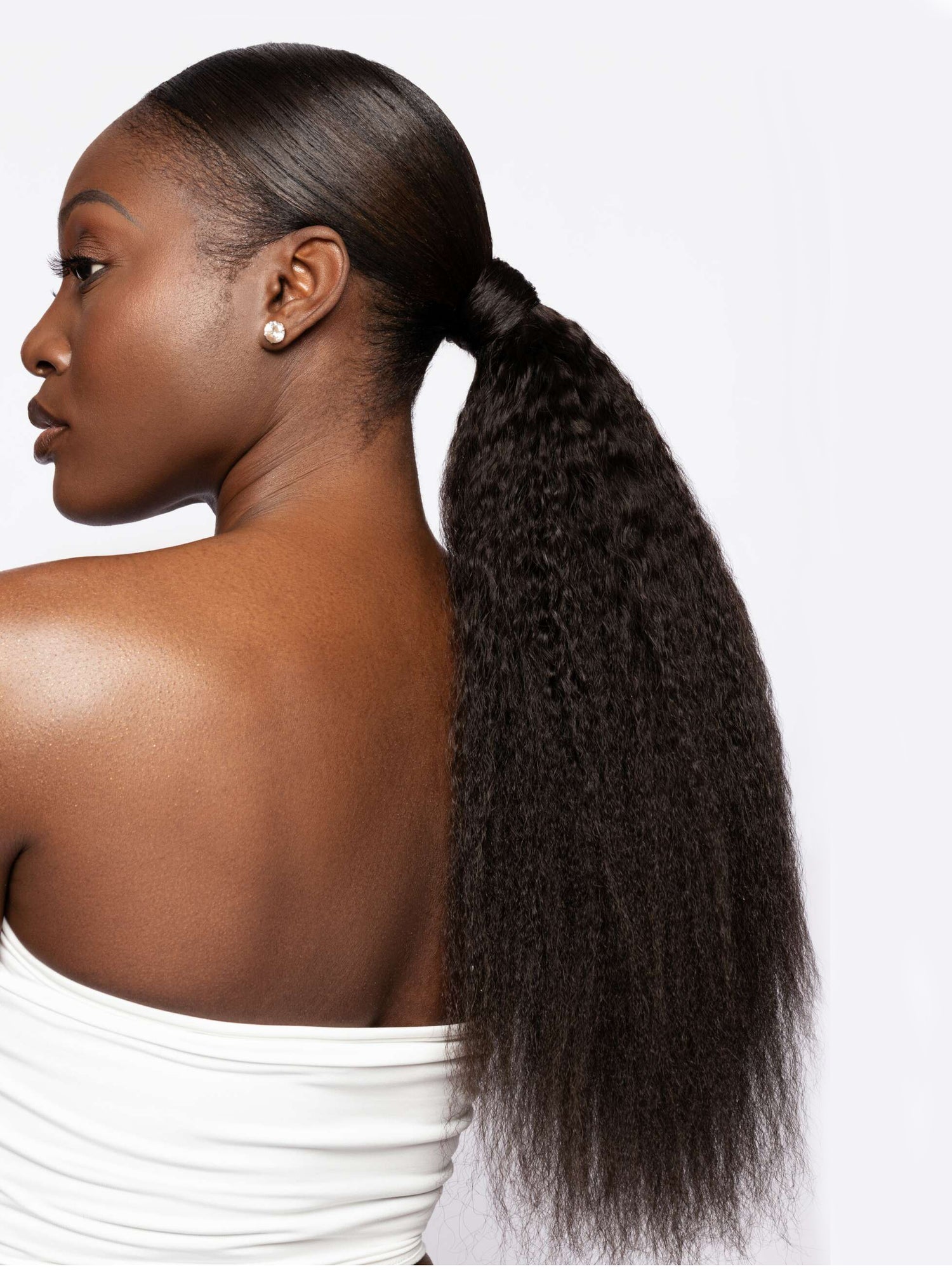 Kinky Straight Drawstring Ponytail Human Hair Extensions