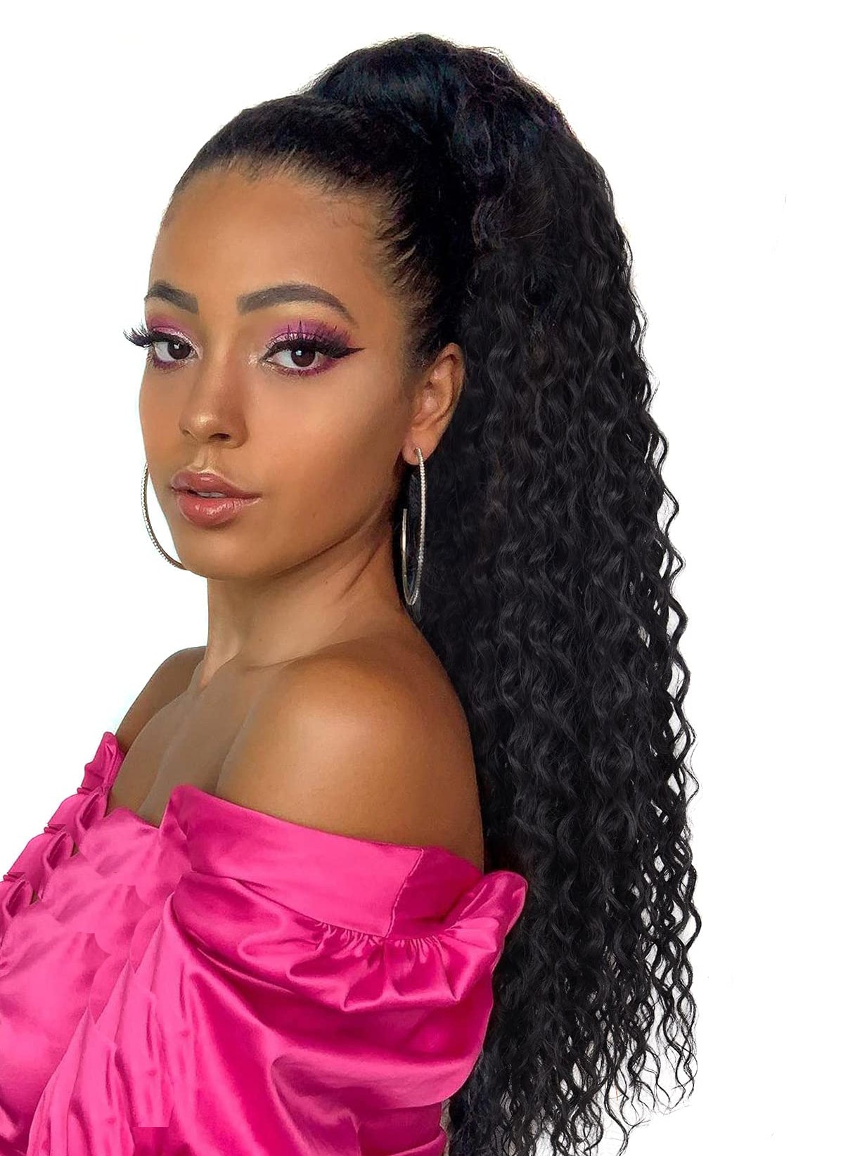 Water Wave Drawstring Ponytail Human Hair Extensions
