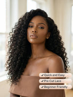 water wave human hair wigs 13x4 lace front wig | WigOutlets